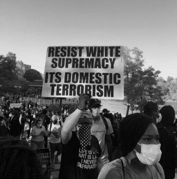 A protester at the "Black Lives Matter" march in Columbia, Maryland.