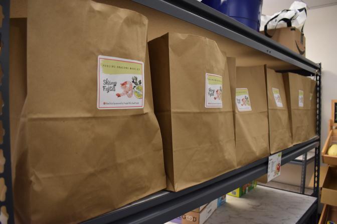 Among the newest features of the HCC food pantry are meal kits containing a recipe and ingredients to create two meals for a family of four.