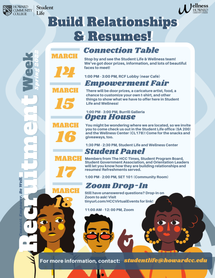 HCC's first Recruitment Week looks to help students build resumes and relationships with HCC Student Life and the Wellness team.