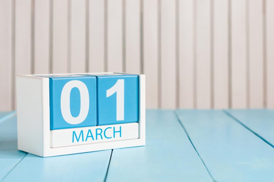 An image of the date March 1.