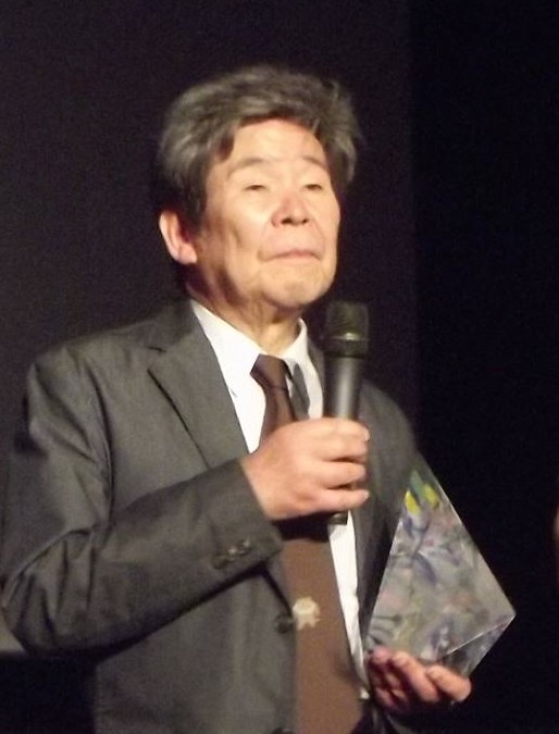 Photo of acclaimed Japanese Director and Animator Isao Takahata giving a speech. 