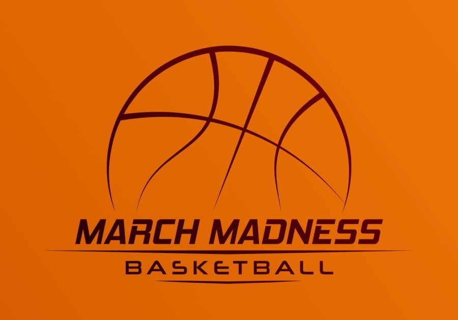NCCA March Madness Basketball vector image with orange background