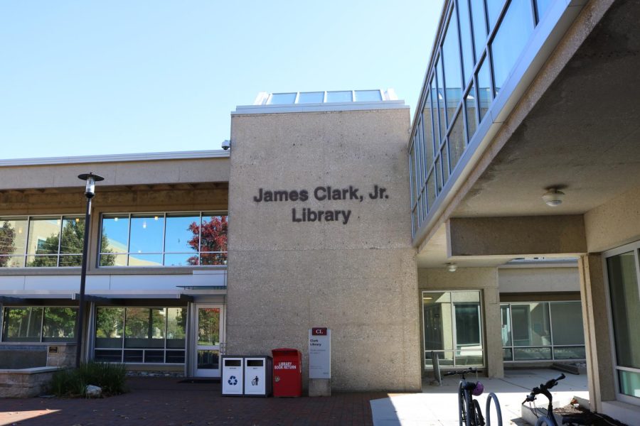 Outside shot of the James Clark, Jr Library. 