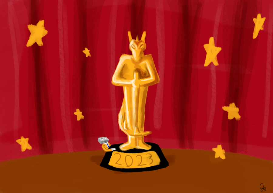 An image of a gold award for the year of 2023