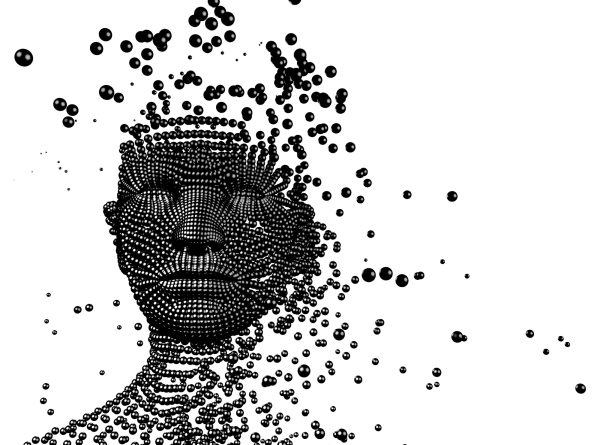 3d Conceptual image of  woman composed of balls. Artificial intelligence concept